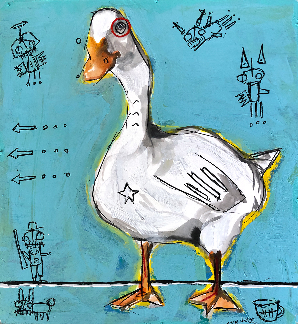 expressive painting  of Edgar Alan Poe