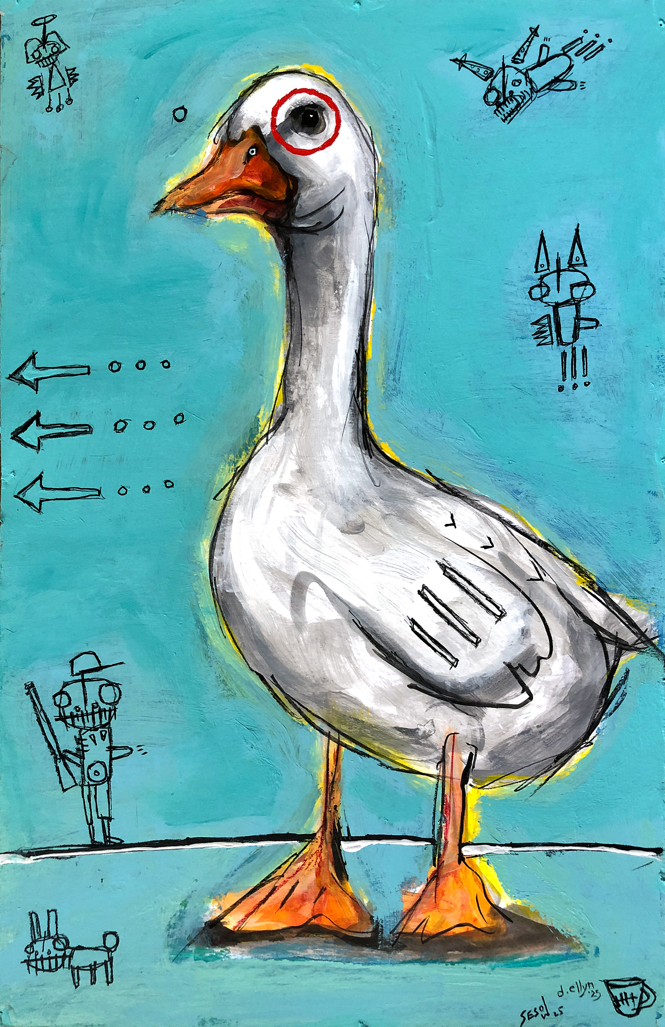 expressive painting  of Edgar Alan Poe